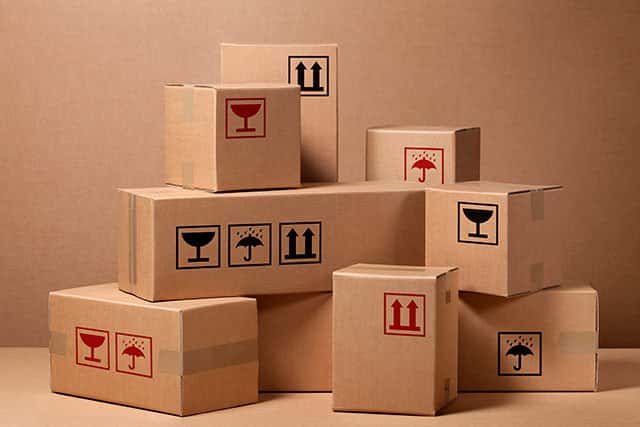Cajas preparadas para empaque y envío